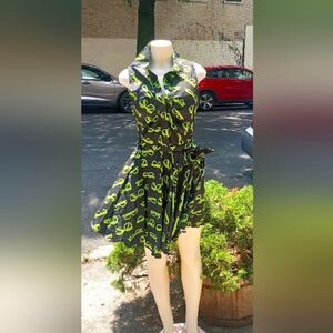 Black Dress with Green💚🖤 Sunglasses Print